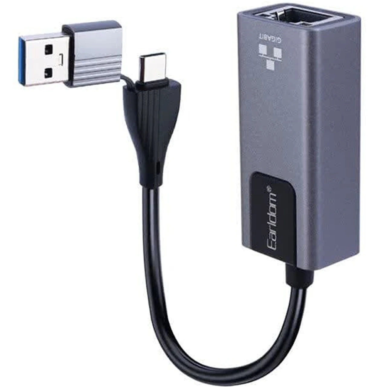تبدیل Earldom USB & Type-C To Ethernet مدل ET-NC4 - خاکستری